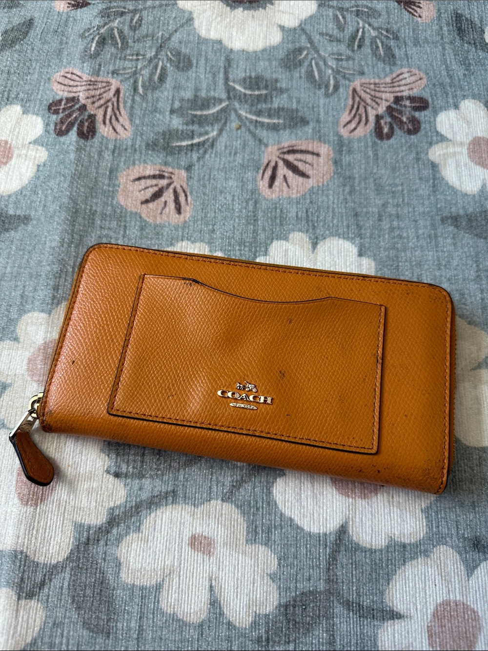 Coach Zip Wallet in Mustard Leather